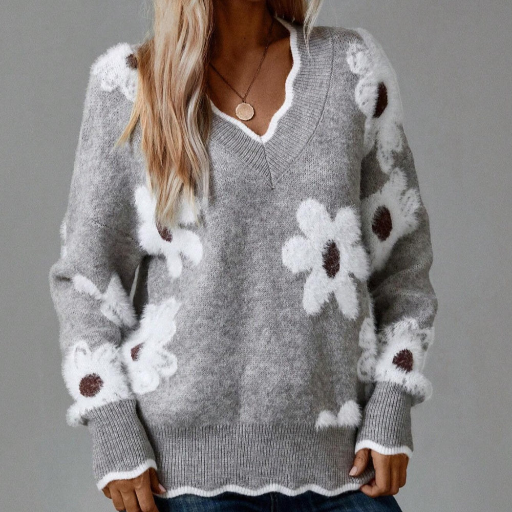 Jacquard casual knitted sweater