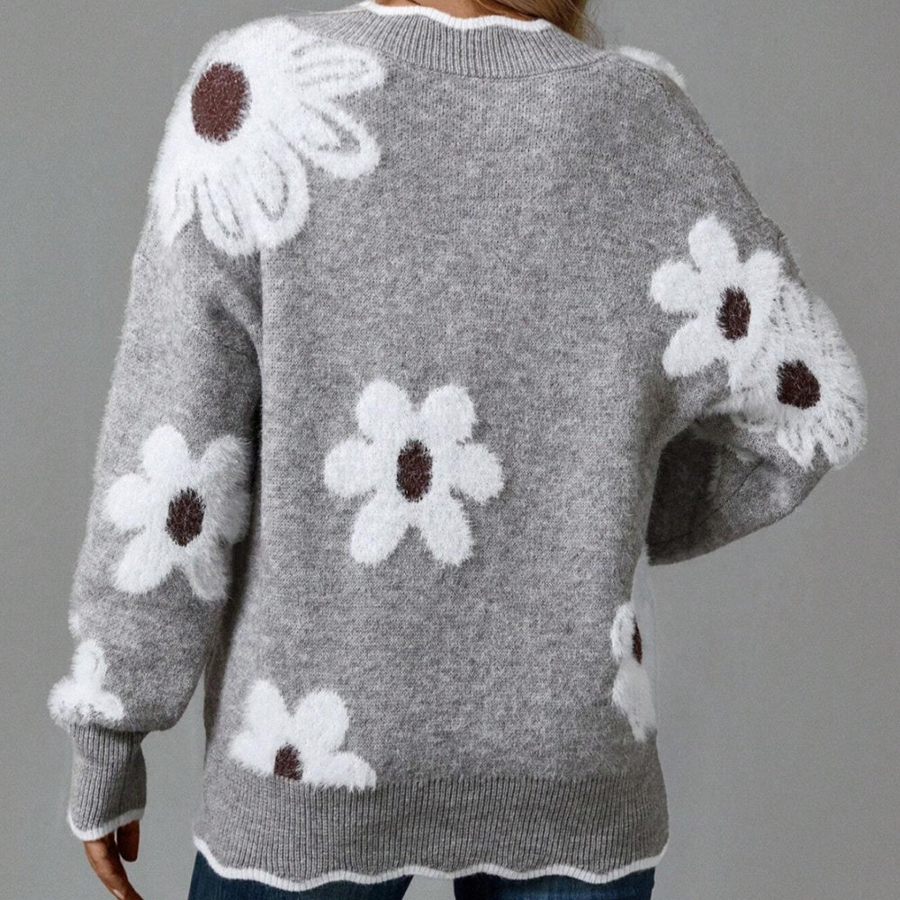 Jacquard casual knitted sweater