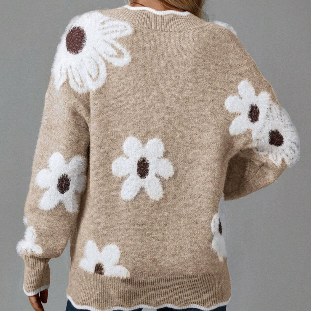 Jacquard casual knitted sweater