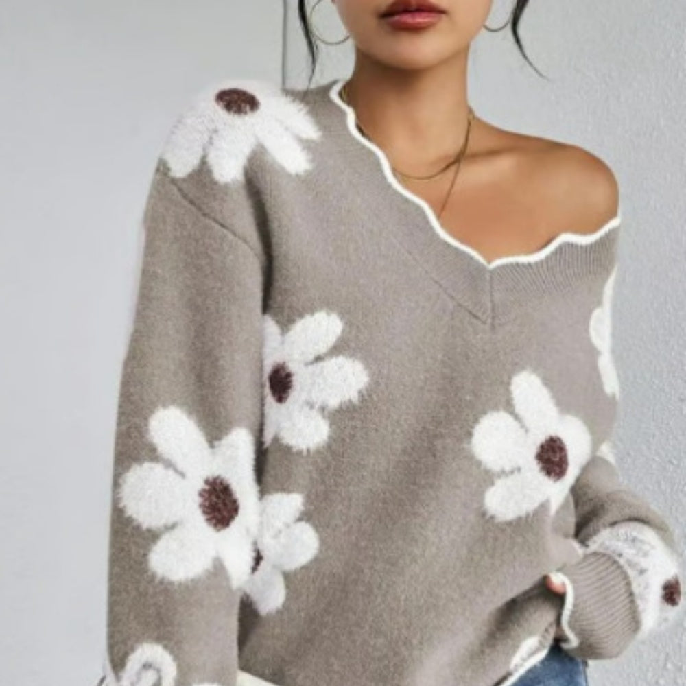 Jacquard casual knitted sweater