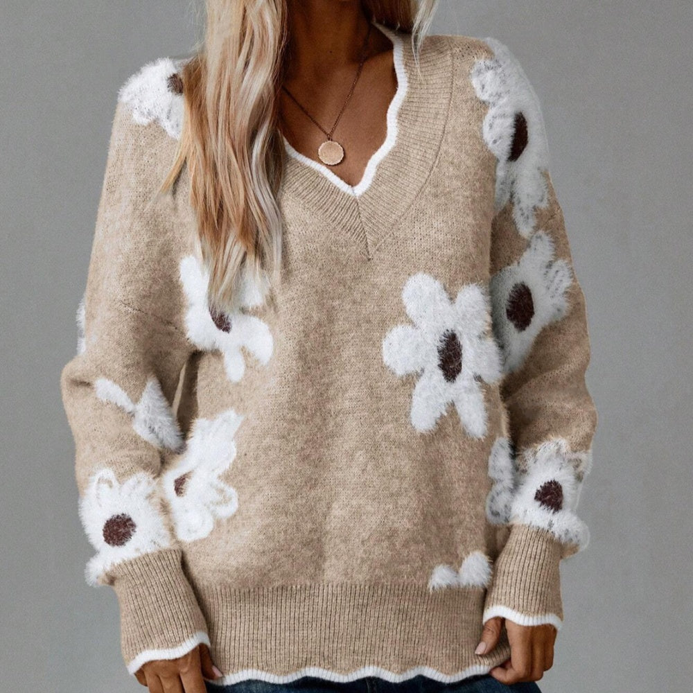 Jacquard casual knitted sweater