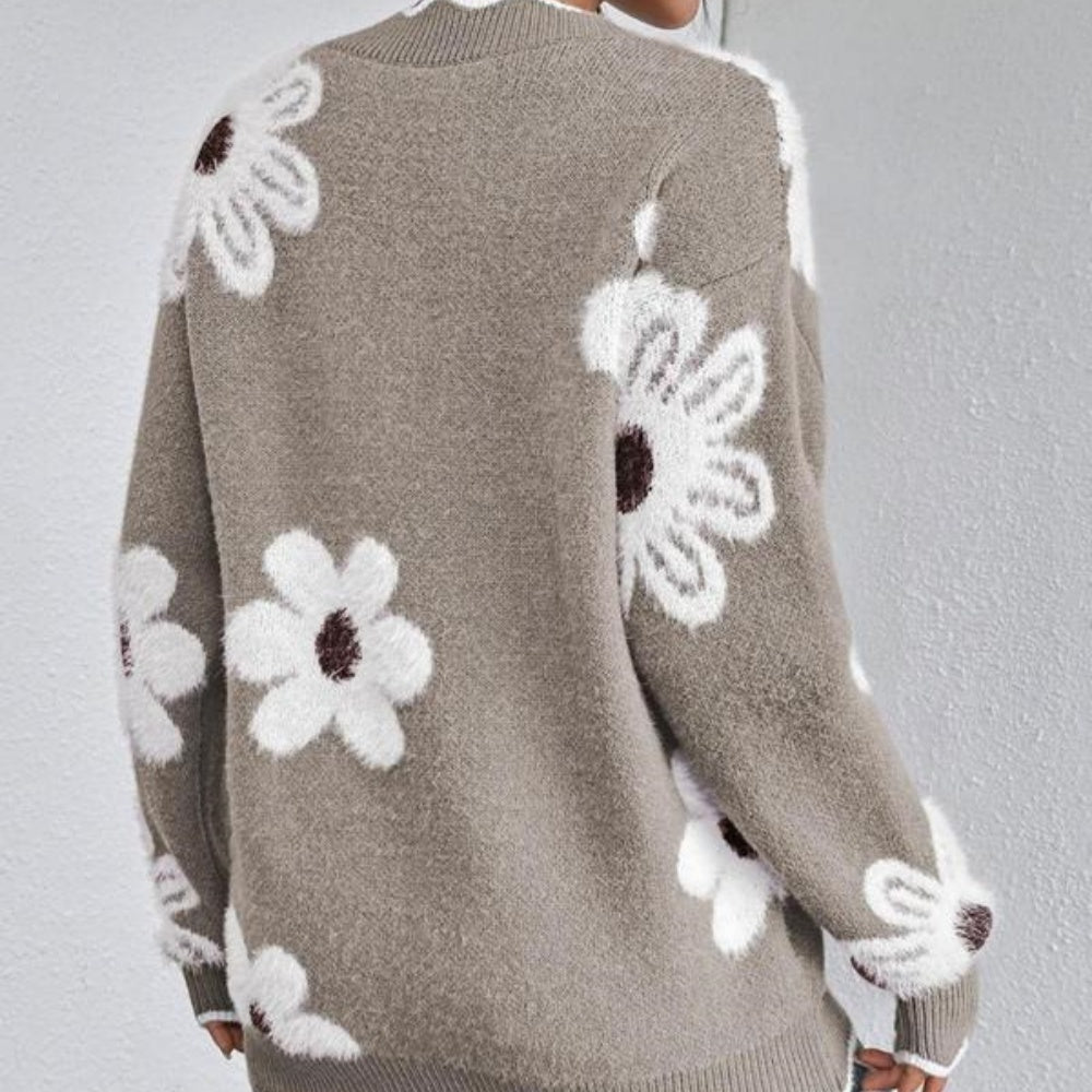 Jacquard casual knitted sweater
