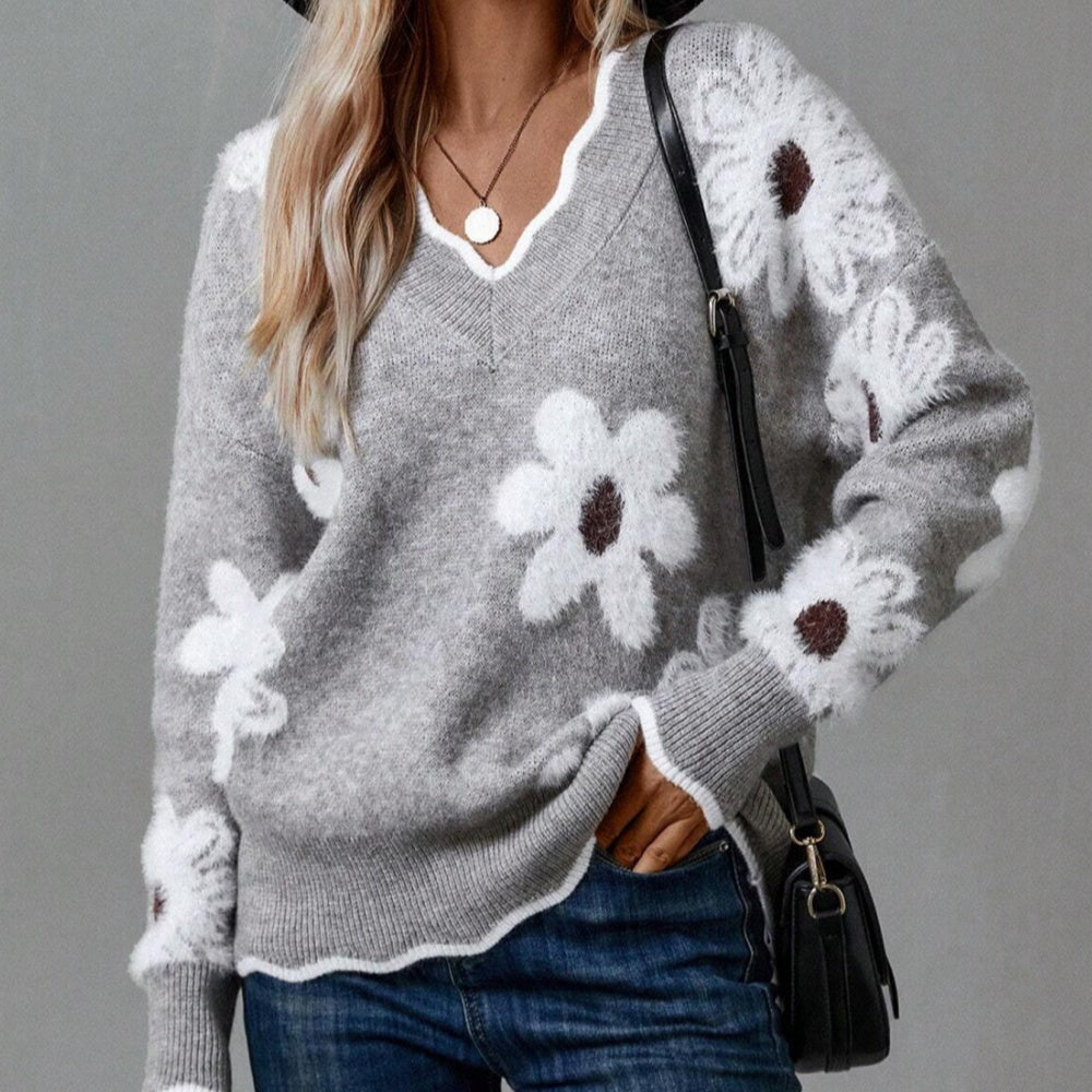 Jacquard casual knitted sweater