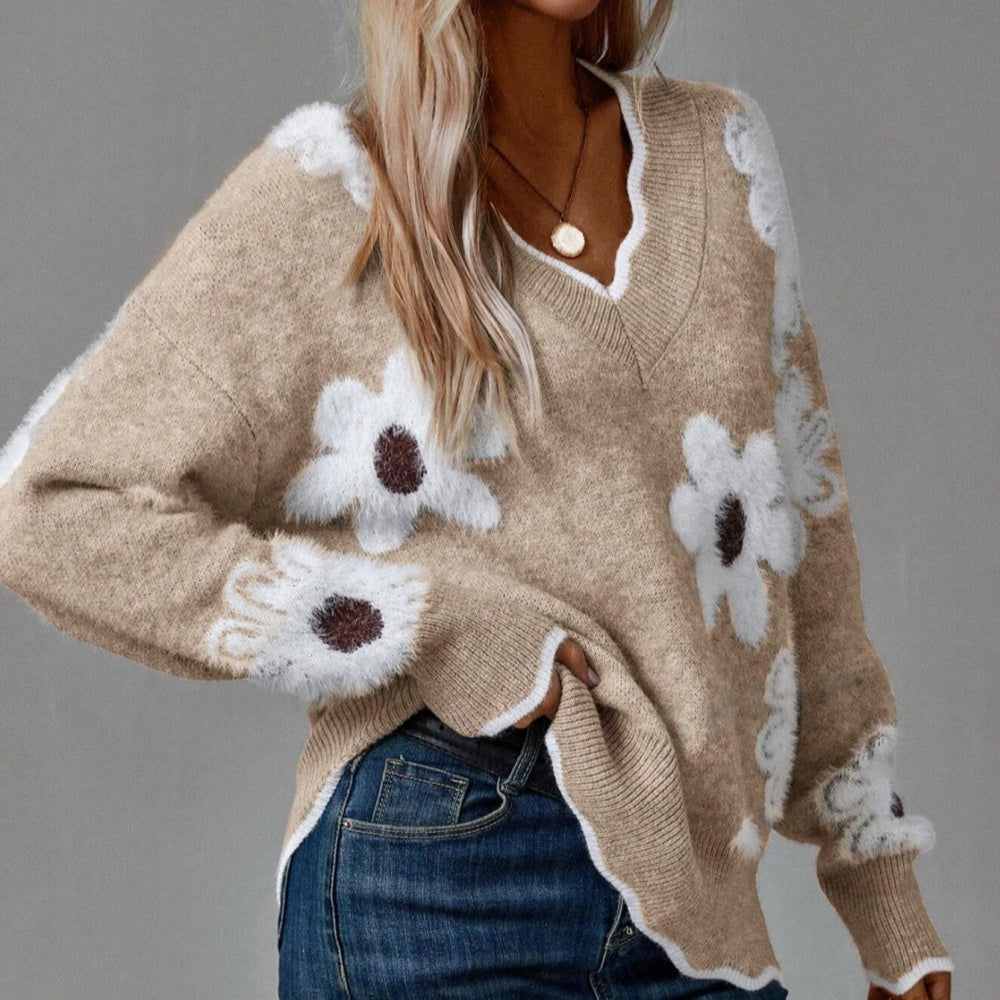 Jacquard casual knitted sweater