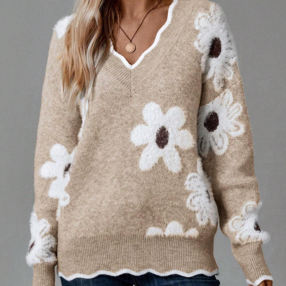 Jacquard casual knitted sweater