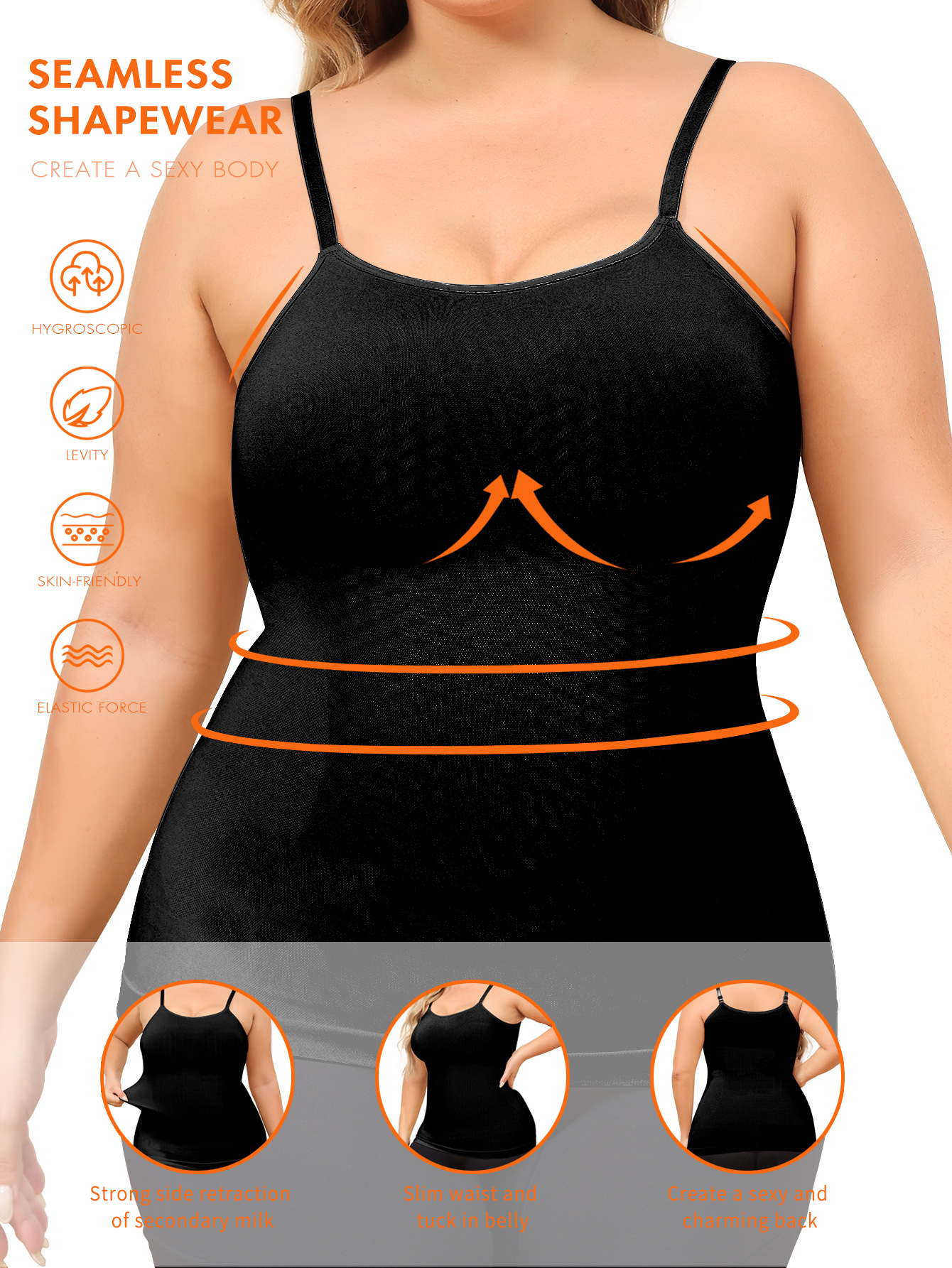 Seamless strap body shaping and tummy control bodysuit