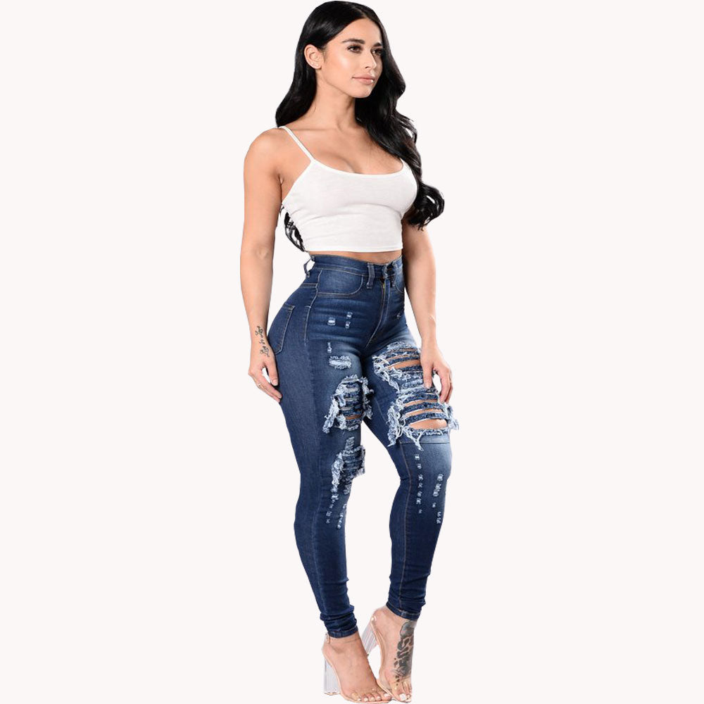 High end stretch wide leg jeans