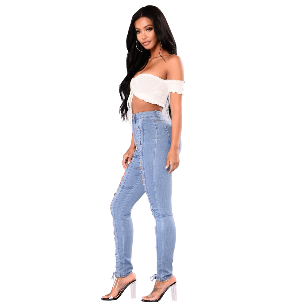 Light blue bandage jeans