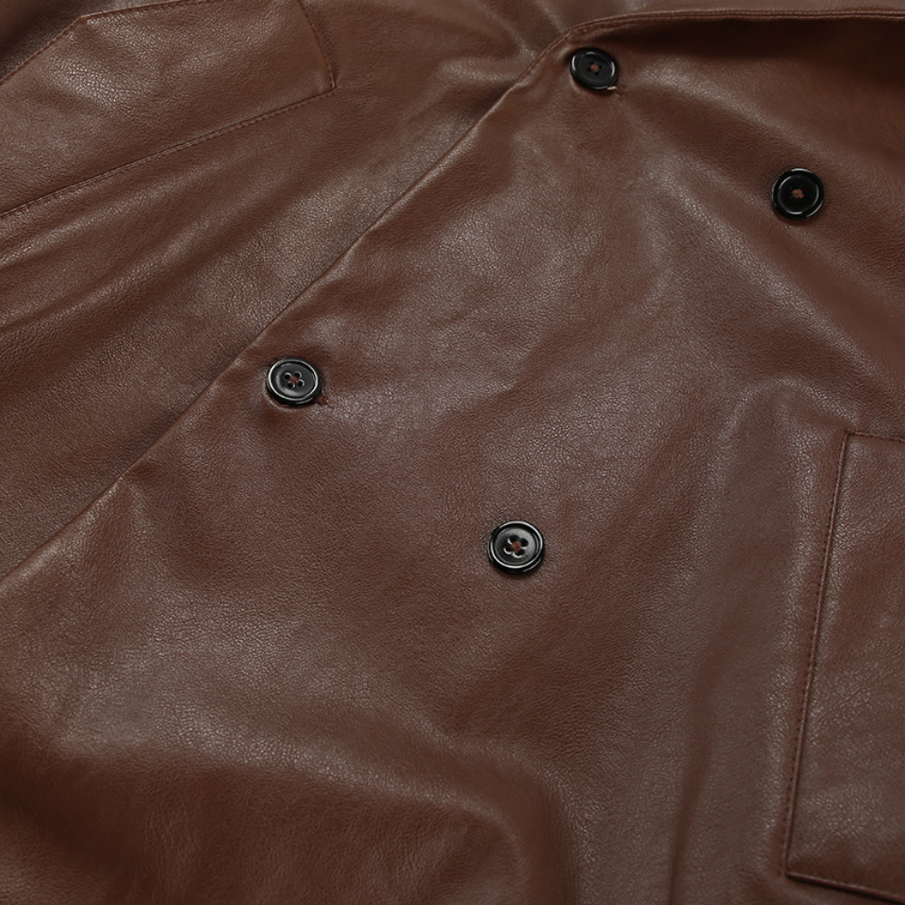 Loose suit collar leather jacket