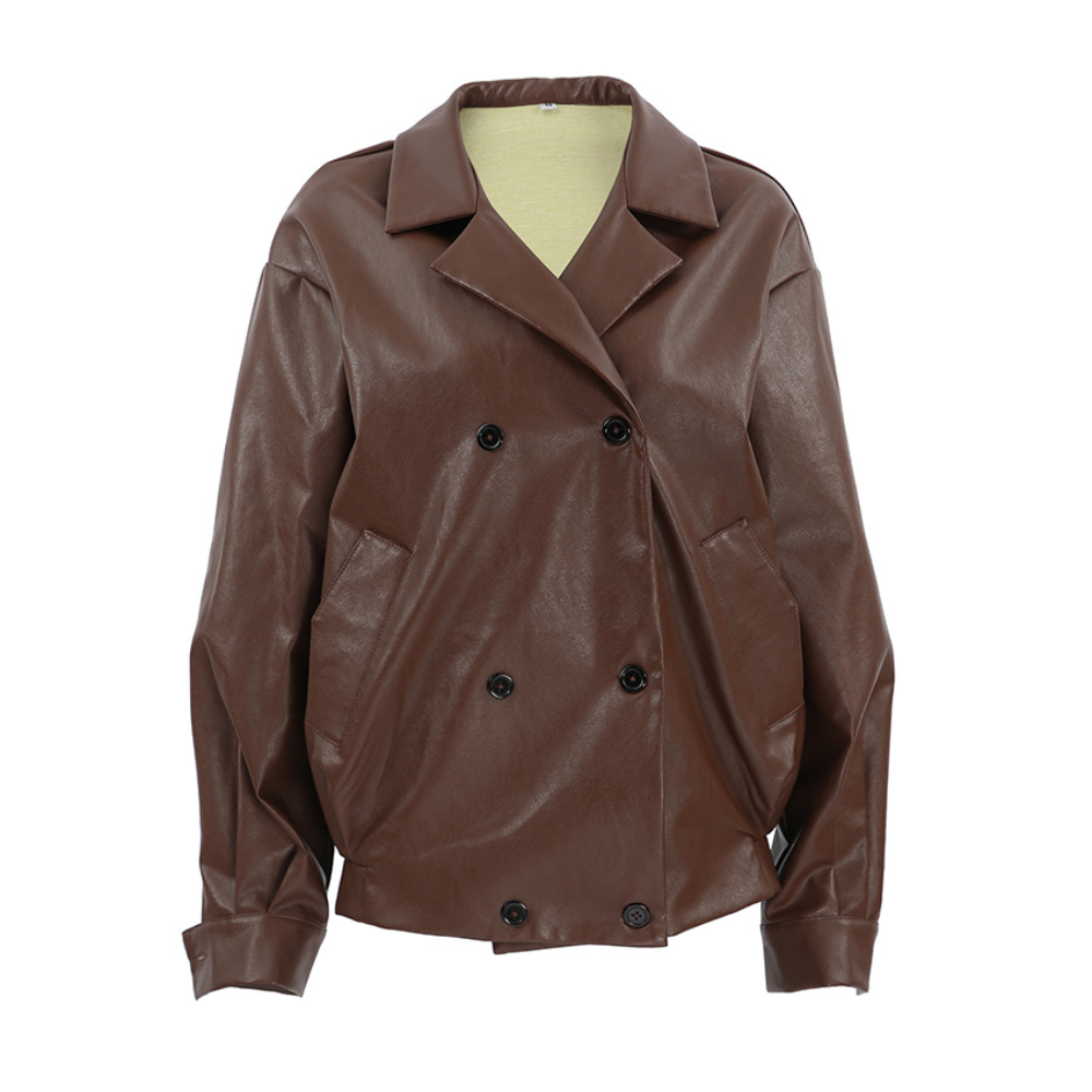 Loose suit collar leather jacket