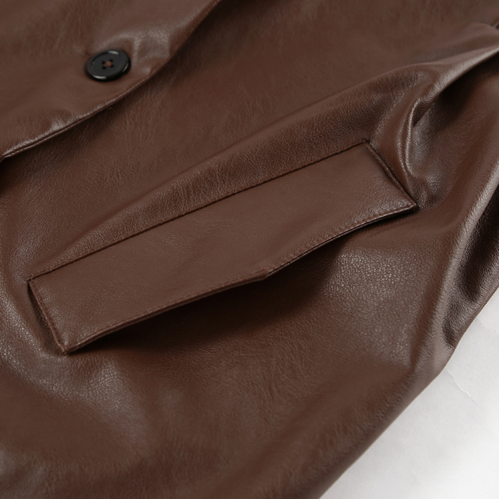 Loose suit collar leather jacket