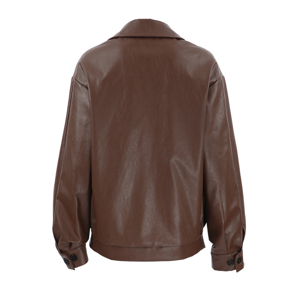 Loose suit collar leather jacket