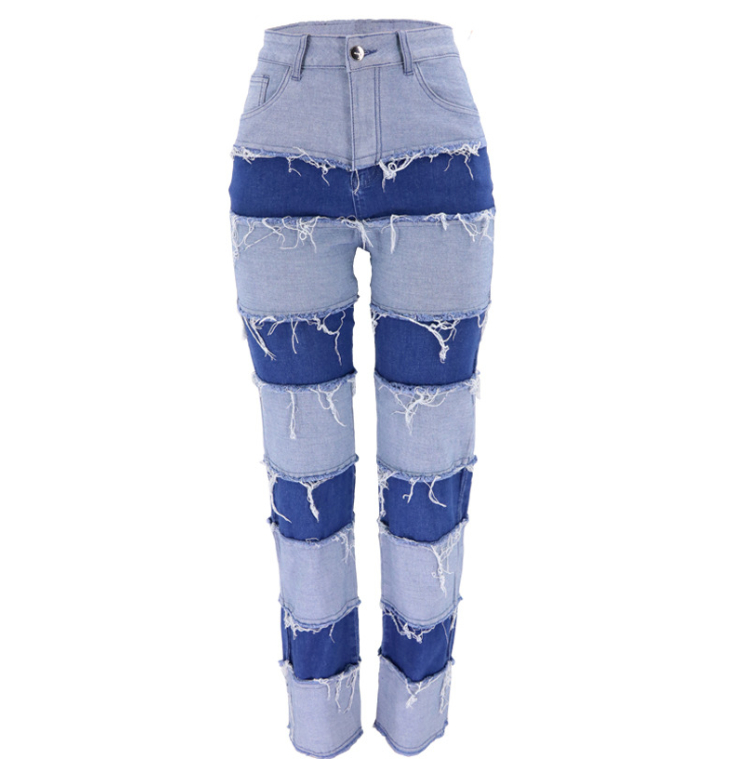 Patchwork wide-leg jeans