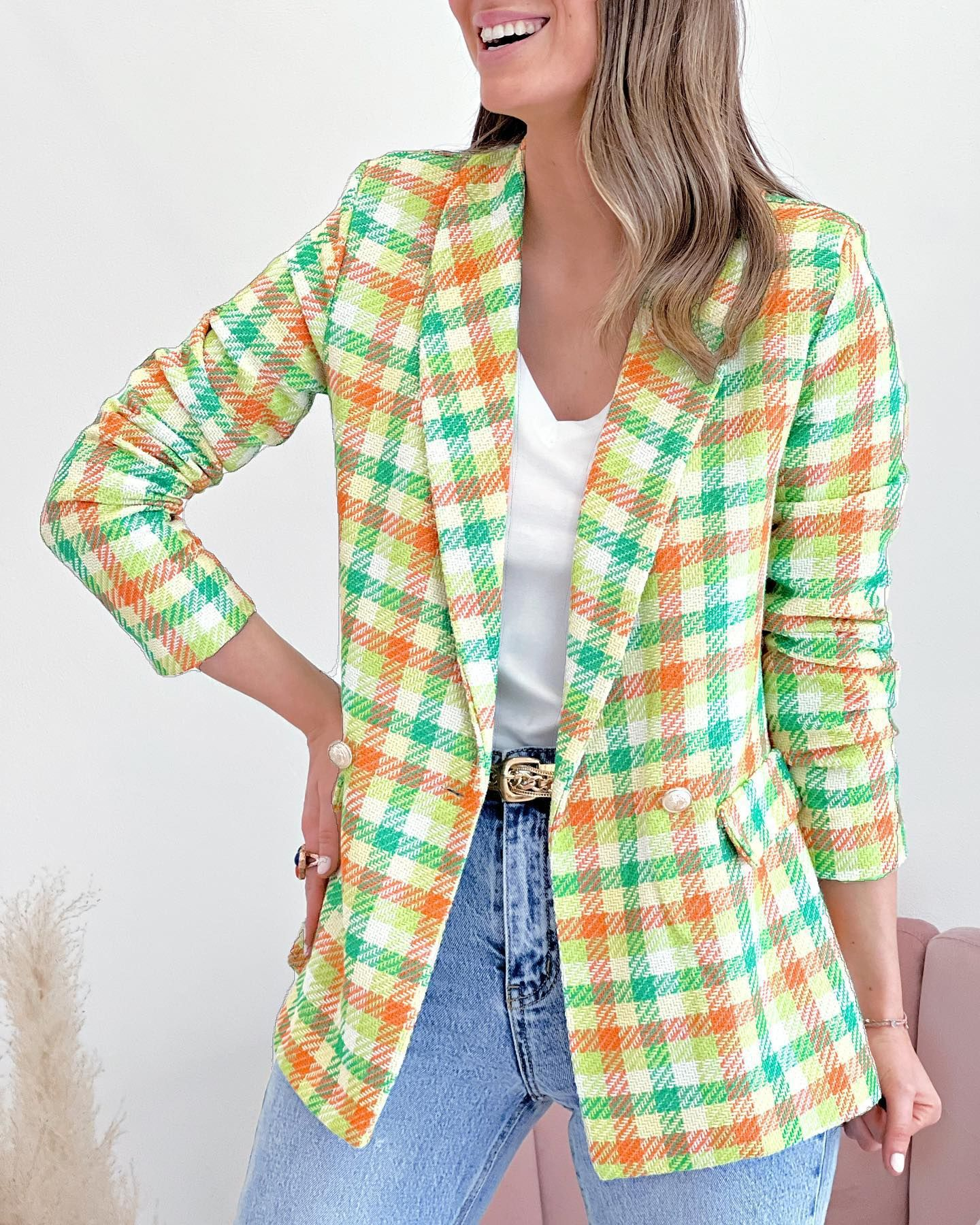 Plaid print long sleeves