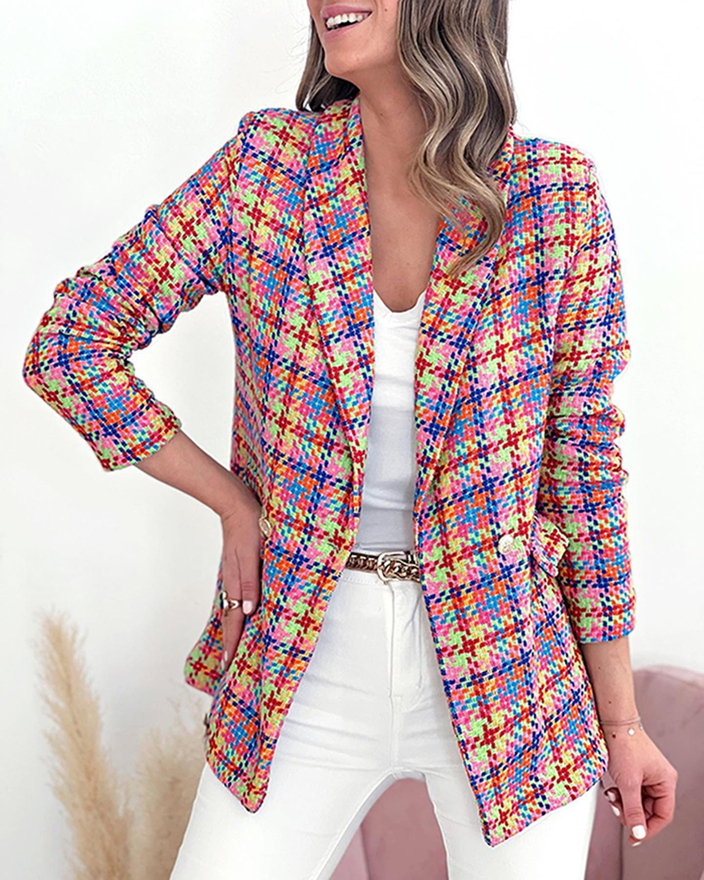 Plaid print long sleeves