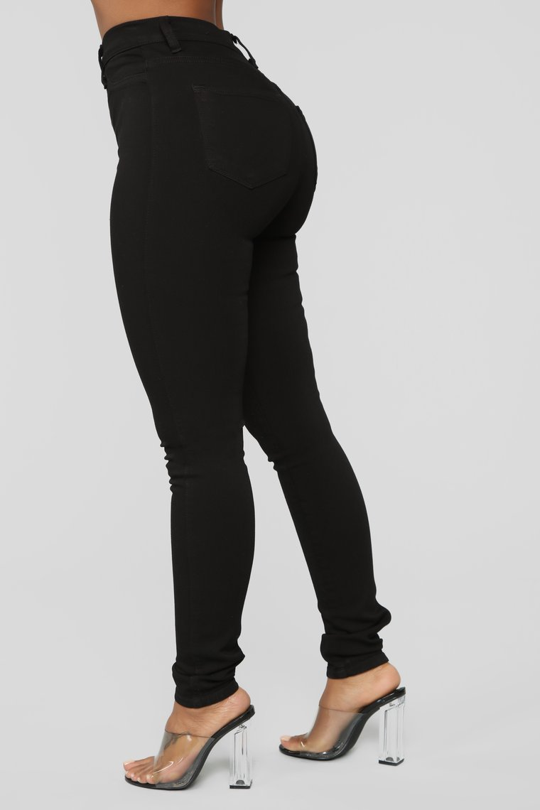 Skinny black stretch hip denim trousers