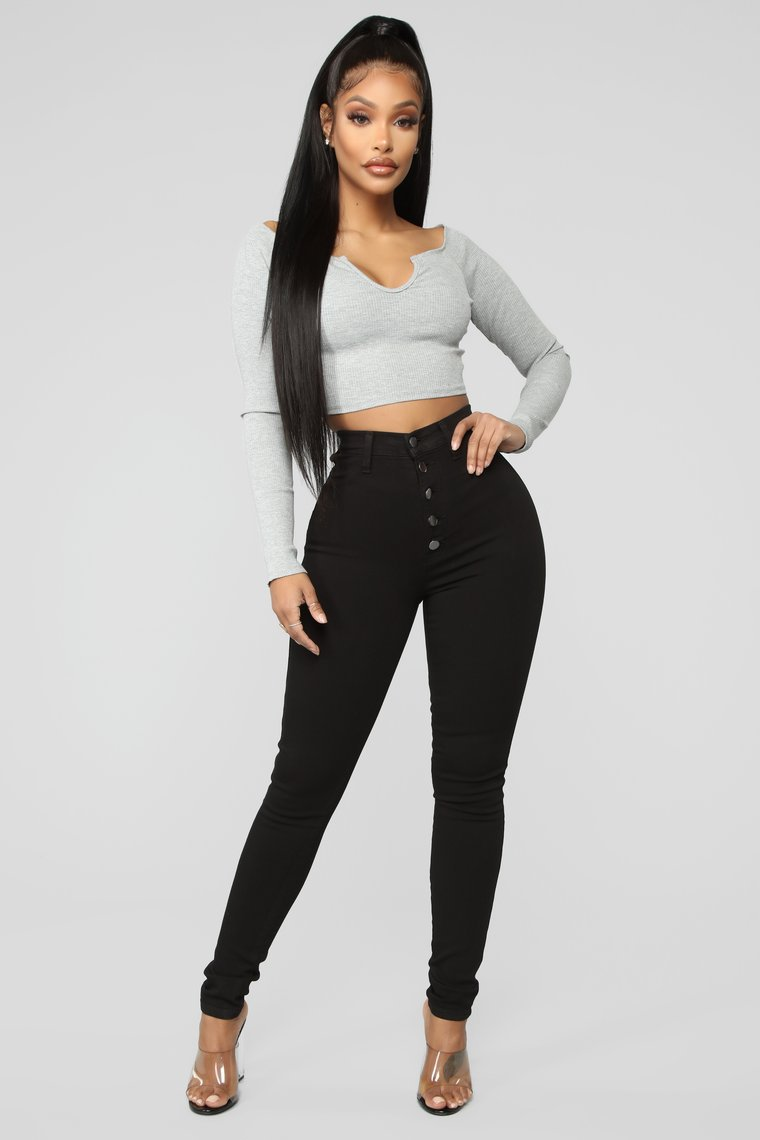 Skinny black stretch hip denim trousers