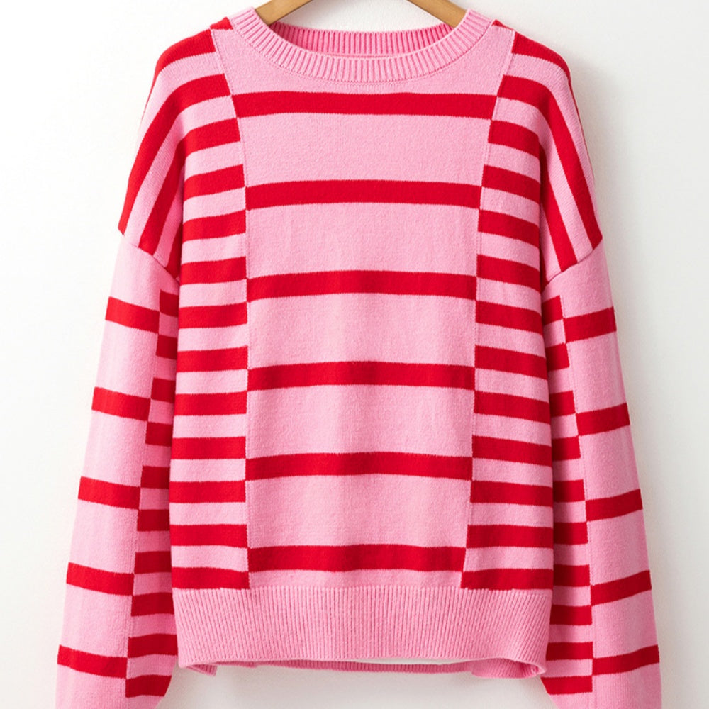 Striped color block sweater