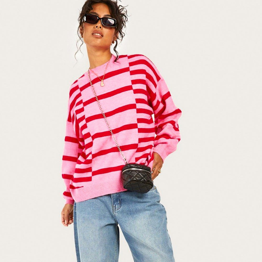 Striped color block sweater