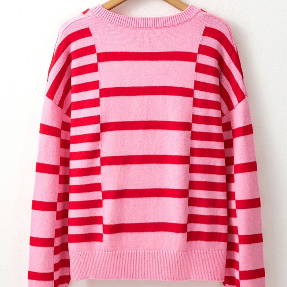 Striped color block sweater