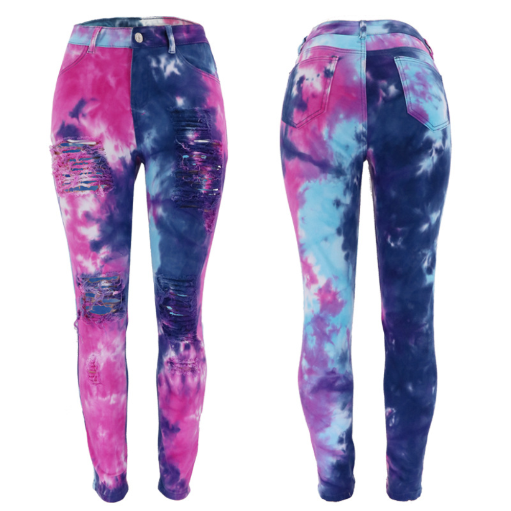 Trendy tie dye jeans