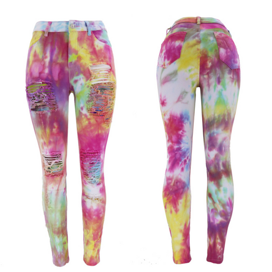 Trendy tie dye jeans