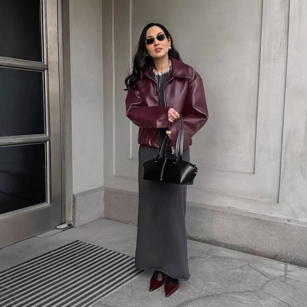 Vintage lapel leather jacket