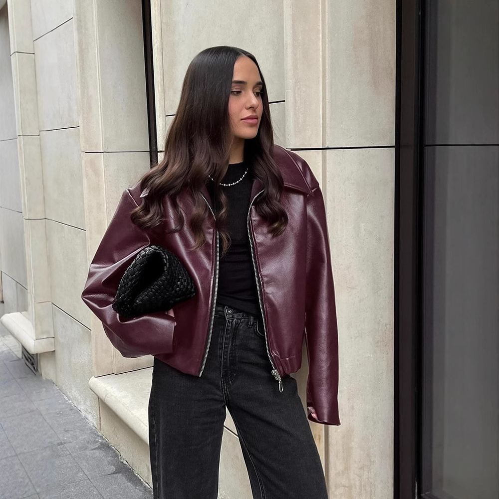 Vintage lapel leather jacket