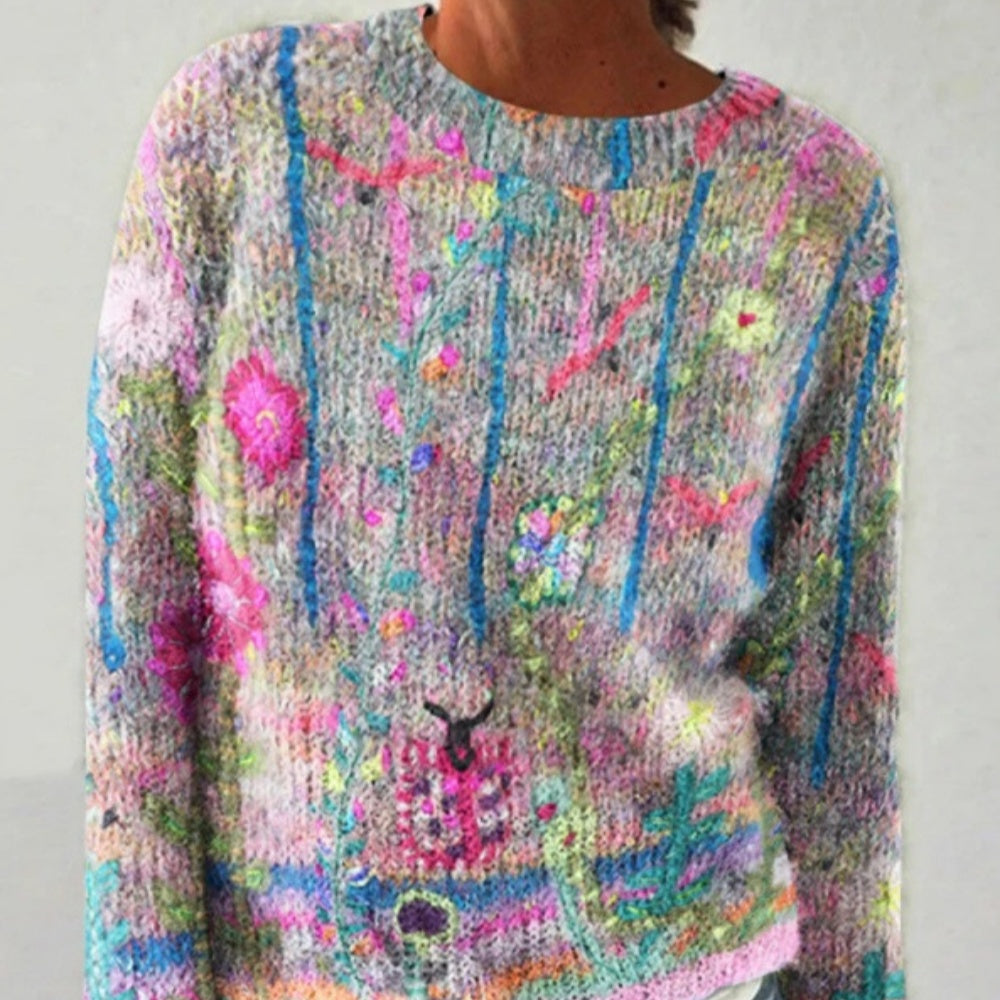 Women's flower pattern sweater