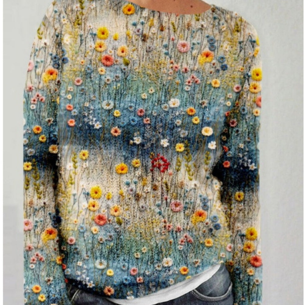 Women's flower pattern sweater