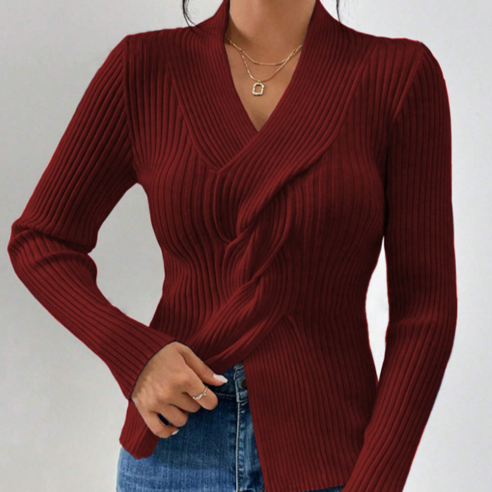 Women's long sleeve solid color slim sweater