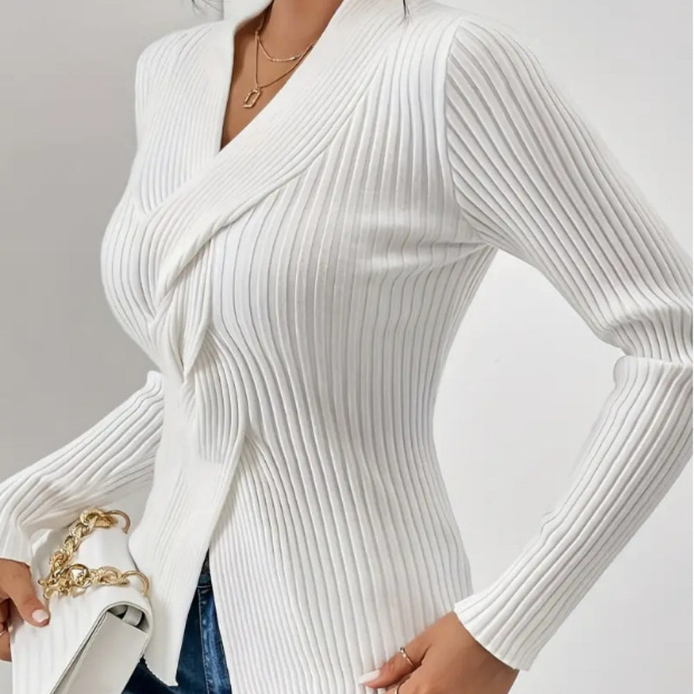 Women's long sleeve solid color slim sweater