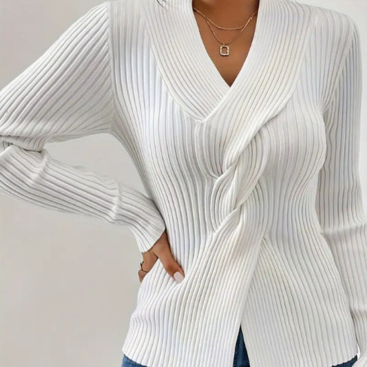 Women's long sleeve solid color slim sweater