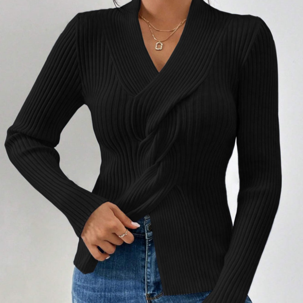 Women's long sleeve solid color slim sweater