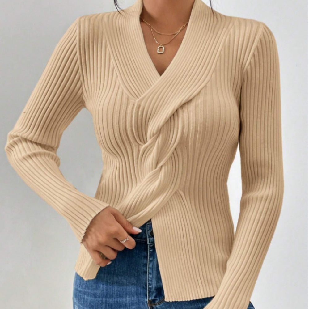 Women's long sleeve solid color slim sweater