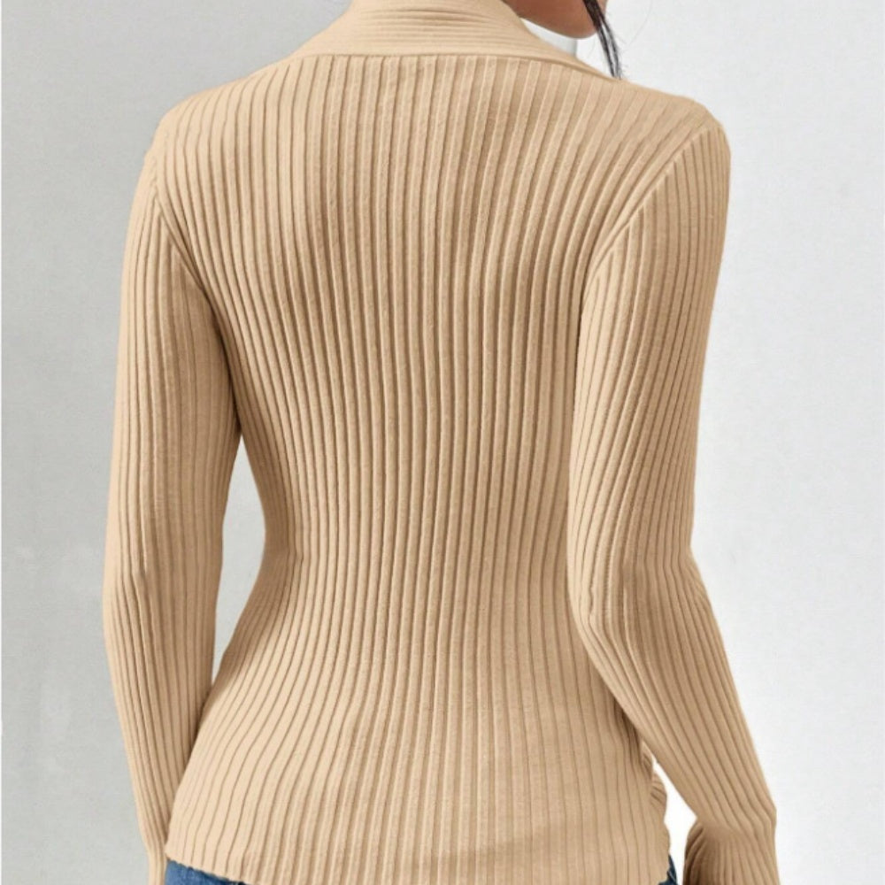 Women's long sleeve solid color slim sweater